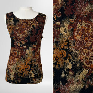 White Stag Womens Y2K Whimsigoth Top Size L Dark Paisley Grunge Goth Indie Boho